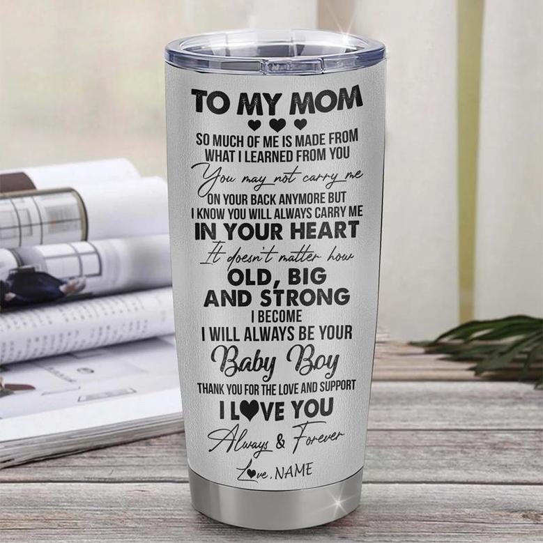 Personalized To My Mom From Son Stainless Steel Tumbler Cup Wolf Always Be Your Little Boy Mom Mothers Day Birthday Christmas Travel Mug