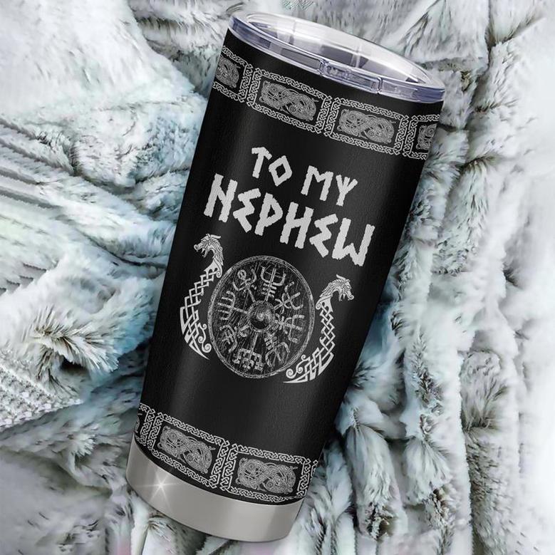 Personalized To My Nephew Viking Stainless Steel Tumbler Cup Never Feel You Are Alone Odin Scandinavian Norse Runes Daughter Birthday Christmas Christmas Travel Mug