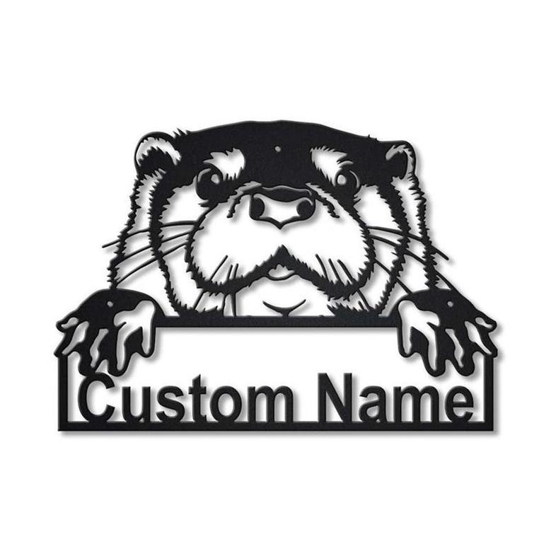 Personalized Otter Animal Metal Sign Art | Custom Otter Animal Metal Sign | Animal Funny | Pets Gift | Birthday Gift