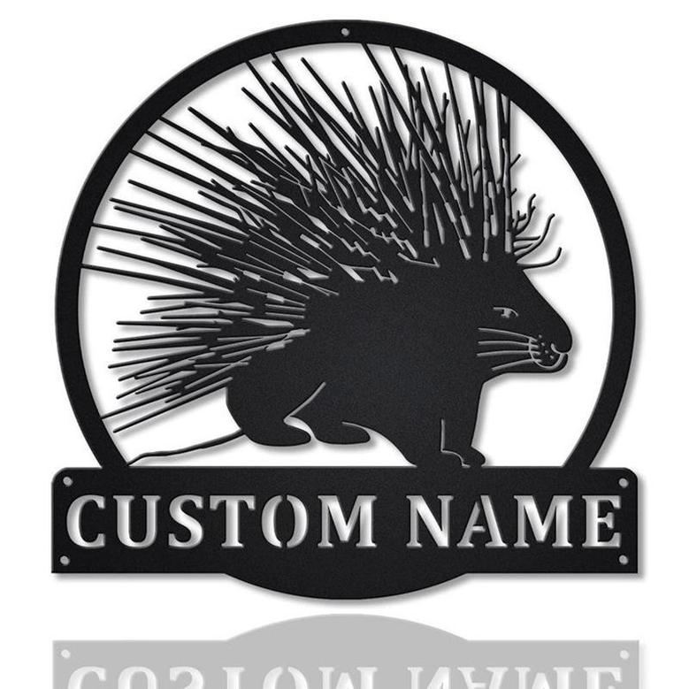 Personalized Porcupine Monogram Metal Sign Art | Custom Porcupine Metal Sign | Hobbie Gifts | Animal Gift | Birthday Gift