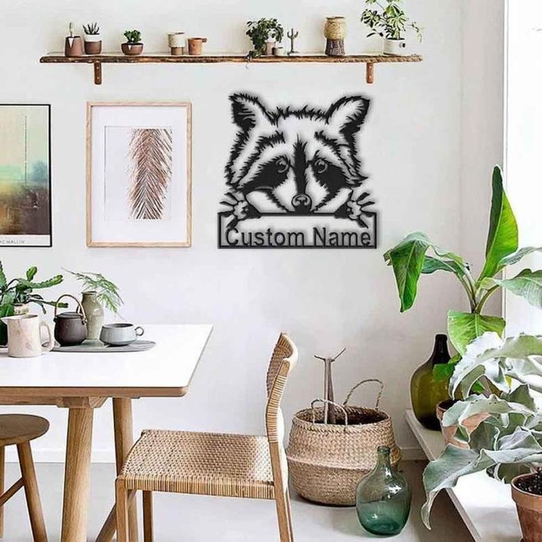 Personalized Raccoon Metal Sign Art | Custom Raccoon Metal Sign | Animal Funny | Pets Gift