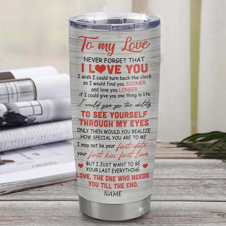 Personalized To My Wife From Husband Stainless Steel Tumbler Cup Tree Never Forget I Love You For Her Girlfriend Boyfriend Birthday Valentines Day Christmas Travel Mug