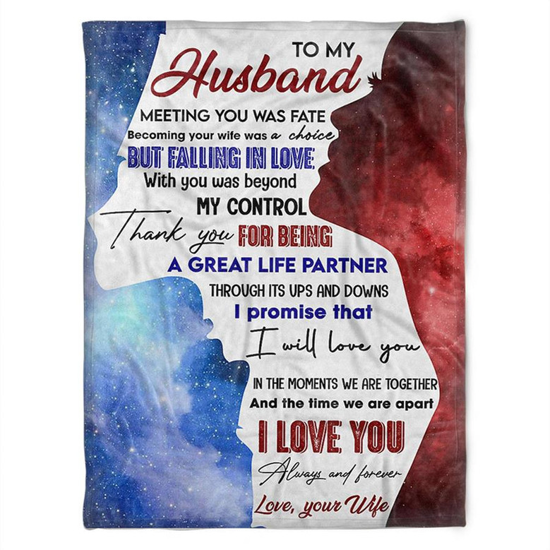 To My Husband Blanket. Fleece Blankets, Thank You For Being A Great Life Partner. Gift For Husband Family Home Decor