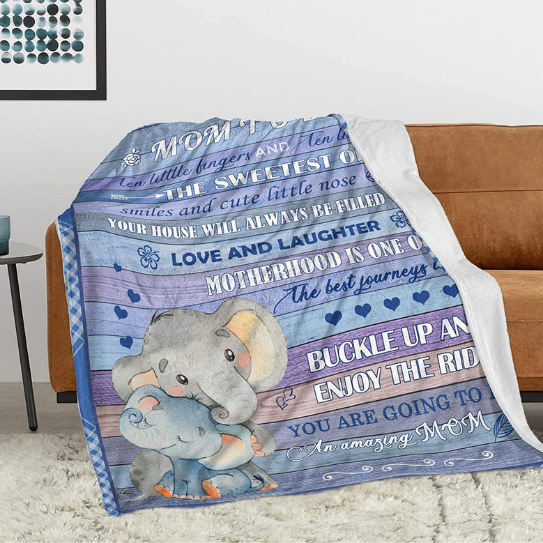 Mom to be Blanket Gift for New Mom, Pregnancy New Mom Gifts for Women, Elephant Mom Anniversary Throw Blankets