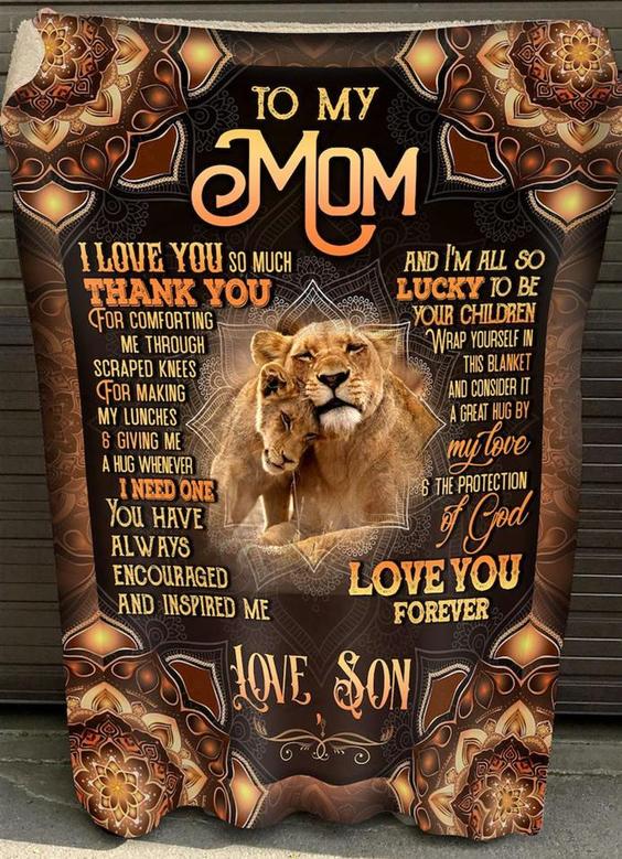 To My Mom I Am All So Lucky To be Your Children Fleece Blanket Animals Gift For Family,Birthday,Mother,Father,Lion