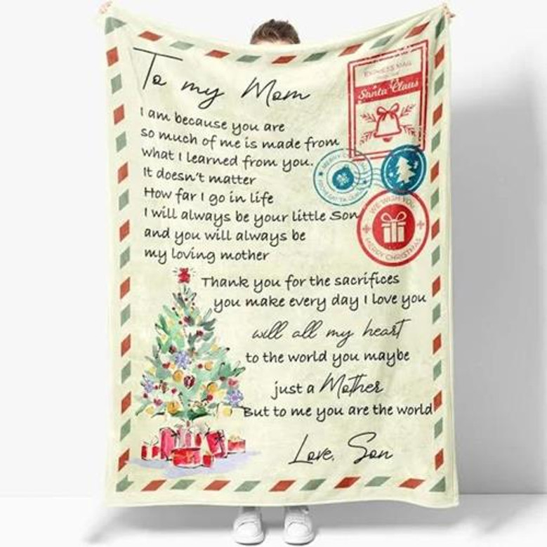 To My Mom Thank For The Sacrifices Fleece Blanket Gift For Son To Mom Home Decor Bedding Couch Sofa Soft And Comfy Cozy