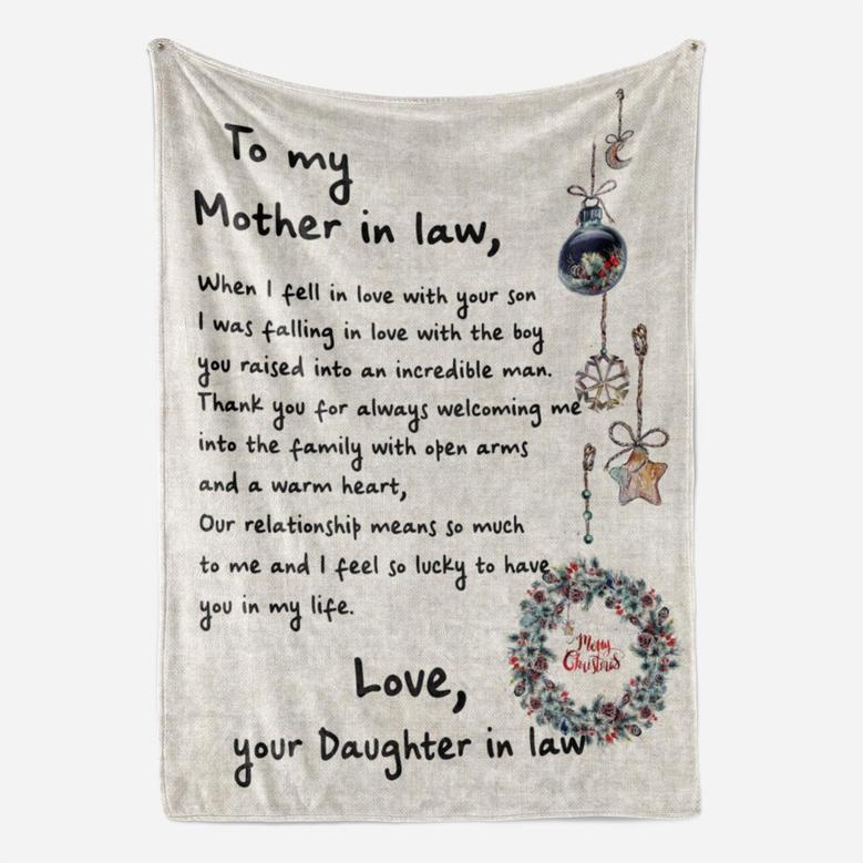 To My Mother In Law I Feel So Lucky Fleece Blanket, Meaningful Mother's Day Gift, Mother's Day In Law To Mom,