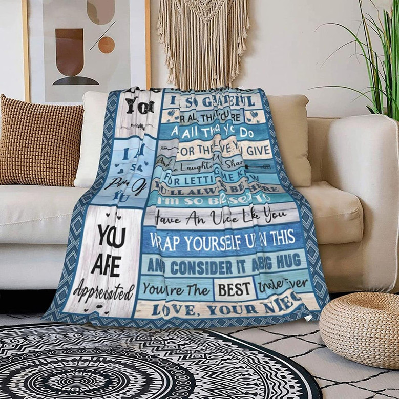 Uncle Gifts Blanket Gift for Uncle from Niece Best Uncle Ever Gift Throw Blanket