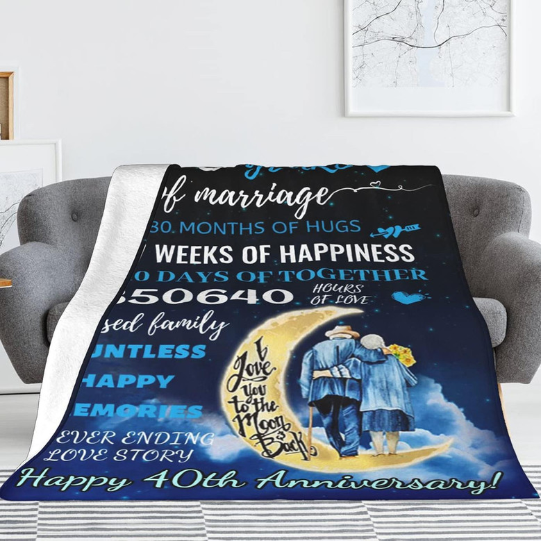 40th Wedding Anniversary Blanket Gifts,40 Years of Love Couple Golden Marriage Gifts for Dad,Mom,Grandpa,Grandma,Grandparents,40th Anniversary Birthday Gift for Husband and Wife 40th Wedding Anniversary Blanket Gifts,40 Years of Love Couple Golden Marriage Gifts for Dad,Mom,Grandpa,Grandma,Grandparents,40th Anniversary Birthday Gift for Husband and Wife