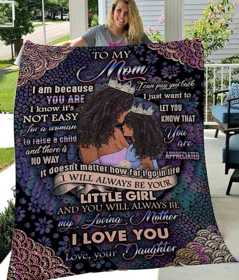 African American Blanket - To My Mom Blanket - Black Mom I Love You So Much Mommy from Daughter Fleece Blanket