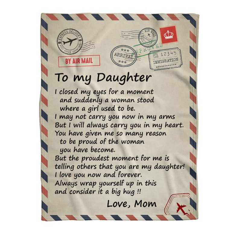 Air Mail Letter To My Daughter I Closed My Eyes Fleece Blanket Gift For Daughter From Mom To Daughter Home Decor