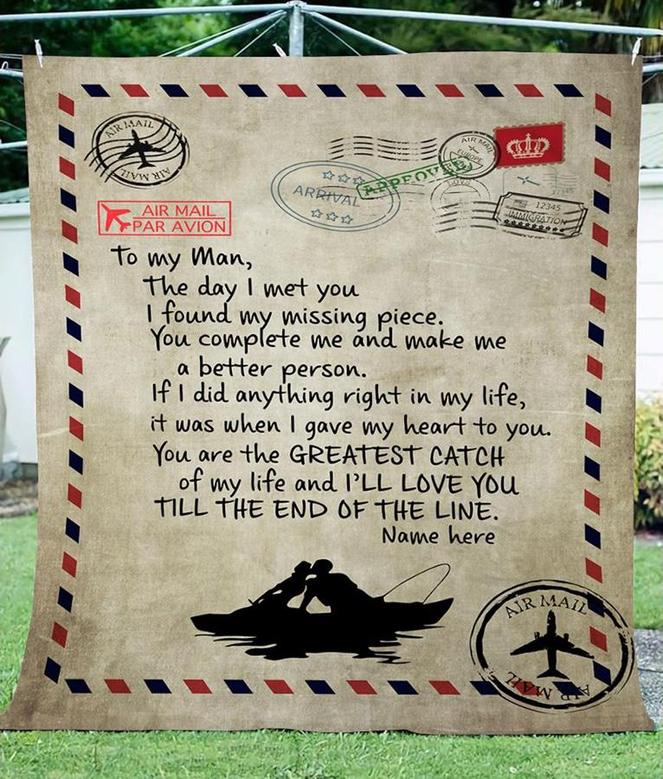 Air Mail, To My Man I Love You Fleece Blanket - Valentine Gift, Christmas Gift For Him Gift For Christmas