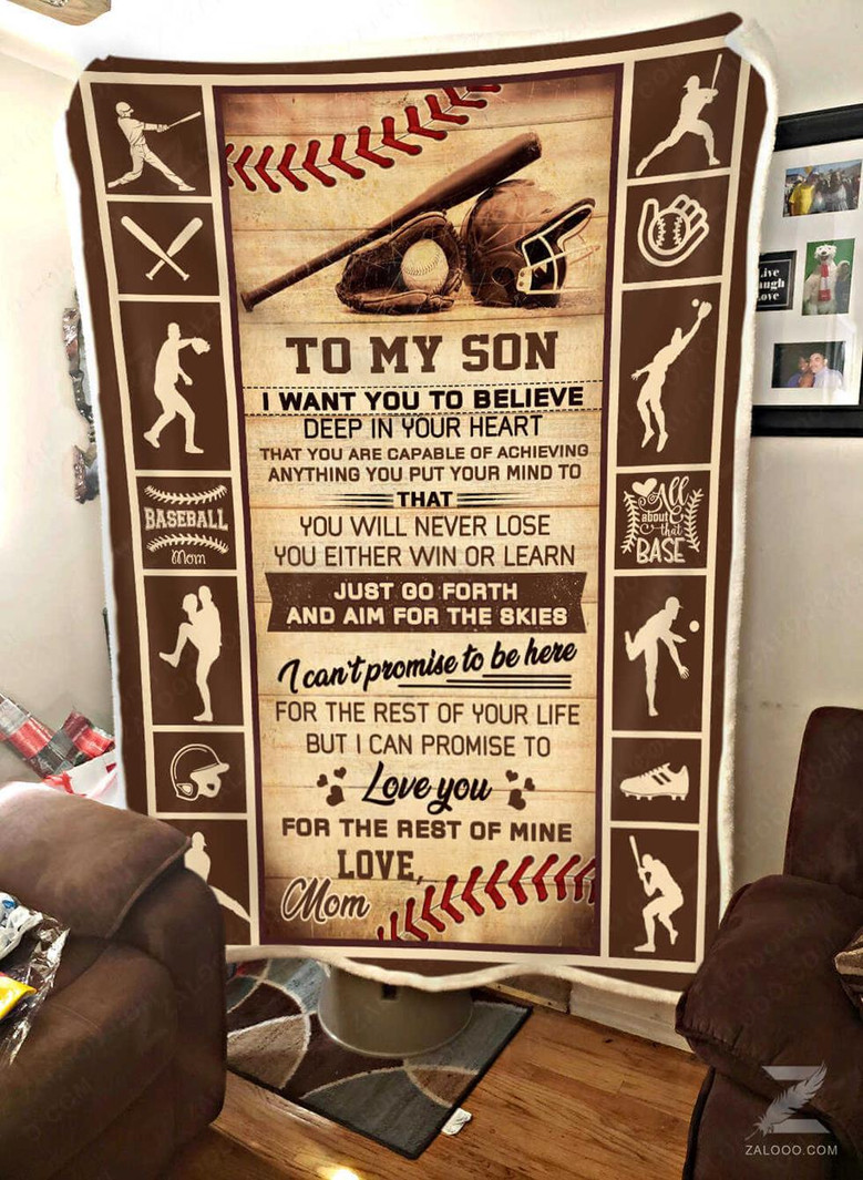 Baseball To My Son I Want You To Believe Blanket Gift For Son From Mom Birthday Gift Home Decor Bedding Couch Sofa Soft