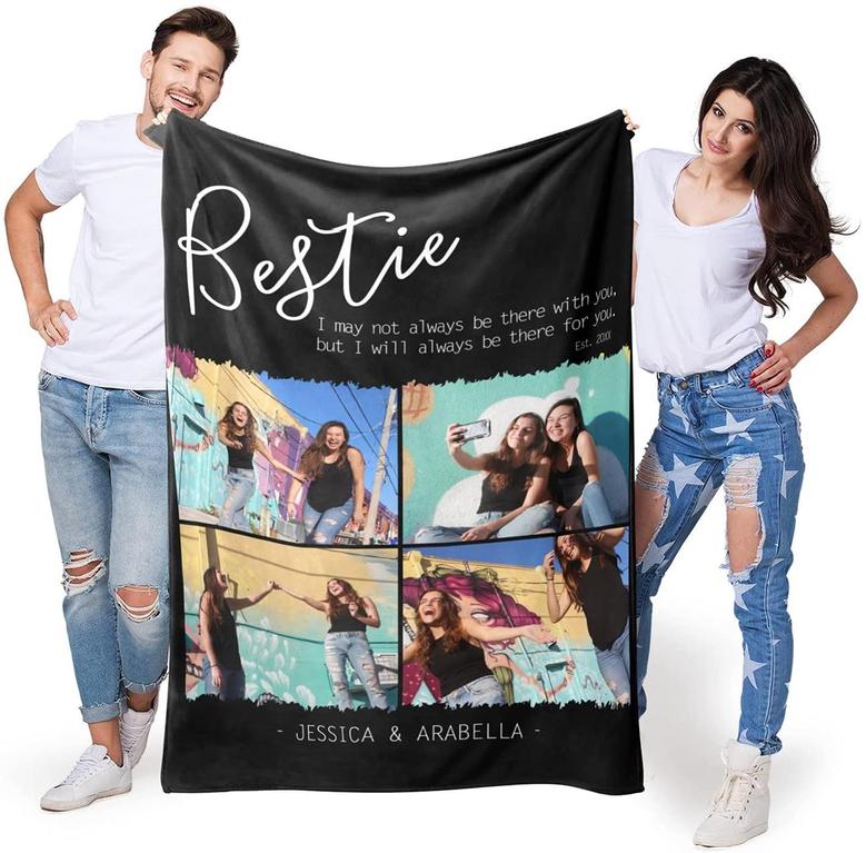Bestie Gifts Custom Blankets With Photos, Personalized Gifts for Bestie, Customised Picture Blanket for Best Friend