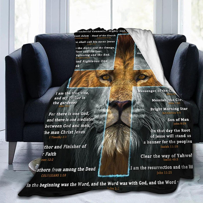 Bible Verse Blanket Christian Lion Prayer Religious Throw Blankets for Couch Sofa Bed
