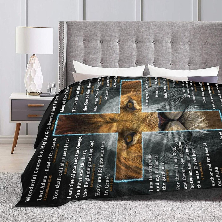 Bible Verse Blanket Christian Lion Prayer Religious Throw Blankets for Couch Sofa Bed
