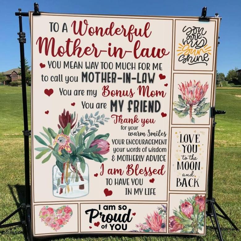 Blanket Daughter-In-Law To Mother-In-Law - Mother's Day Blanket Flower Art Blessed To Have You In My Life