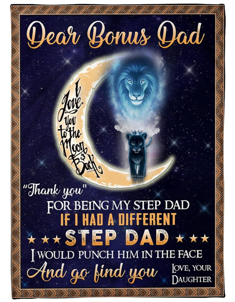 To My Bonus Dad Thank You For Being My Step Dad Daughter Fleece Blanket Home Decor Bedding Couch Sofa Soft
