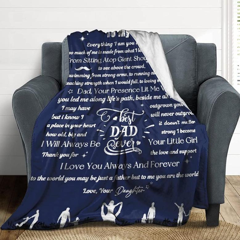 Dad Blanket from Daughter Fathers Day Blanket Birthday Gift for Dad Super Soft Flannel Throw Blanket for Bed Sofa
