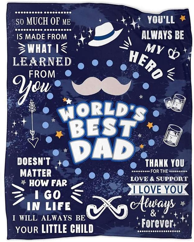 To My Dad Blanket from Daughter Son Best Dad Ever Flannel Blankets for Couch Bedroom Sofa Warm Blanket Gift for Fathers Day