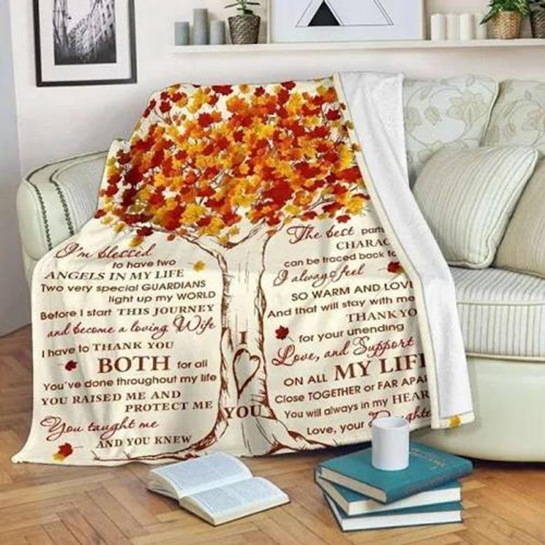 To My Dad I'm Blessed To Have Two Angels In My Life Fleece Blanket Gift For Dad From Daughter Home Decor Bedding Couch