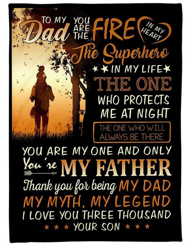 To My Dad Thank You For Being My Dad, Fleece Blanket Gift For Father From Son For Birthday Home Decor Bedding Couch