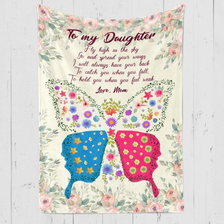 To My Daughter Blanket, Fly high in the sky, Gift For Daughter From Mom Birthday Gift Home Decor Bedding Couch Sofa Soft