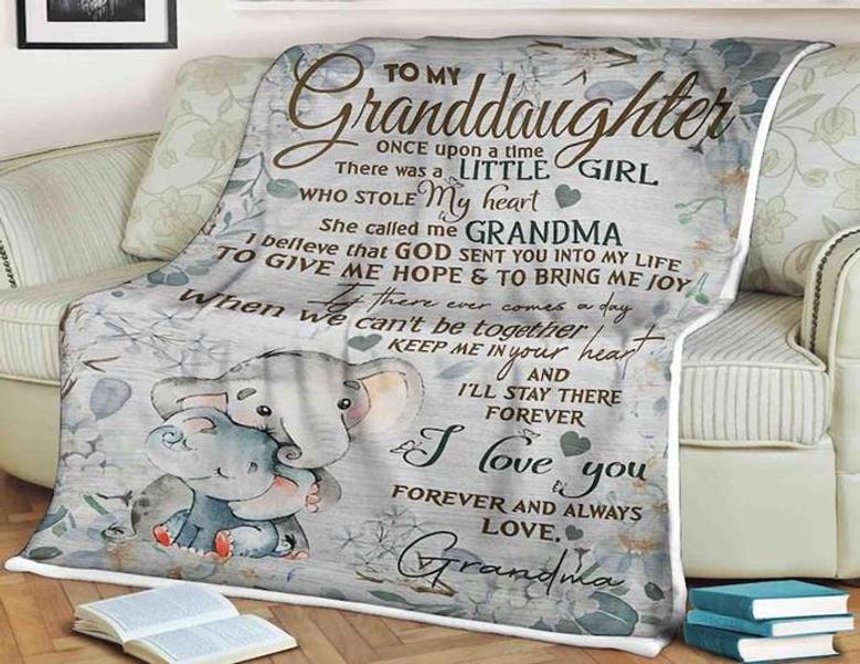 Elephant Blanket To My Granddaughter There Was A Little Girl She Called Me Grandma,Love Grandma,Gift