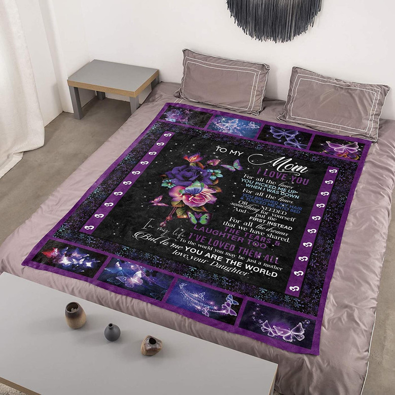 Fleece Blanket for Mom - Rose Butterfly Blanket for Mom, Mother