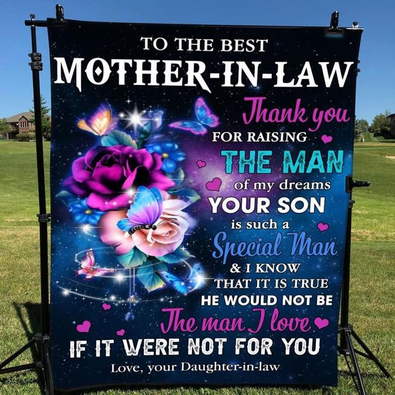 Gift For Mother-In-Law Rose Butterfly Art Thanks For Raising The Man Of My Dreams - Blanket