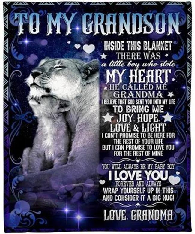 To My Grandson There Was A Little Bot Who Stole My Heart Lions Blanket Gift For Christmas, Home Decor