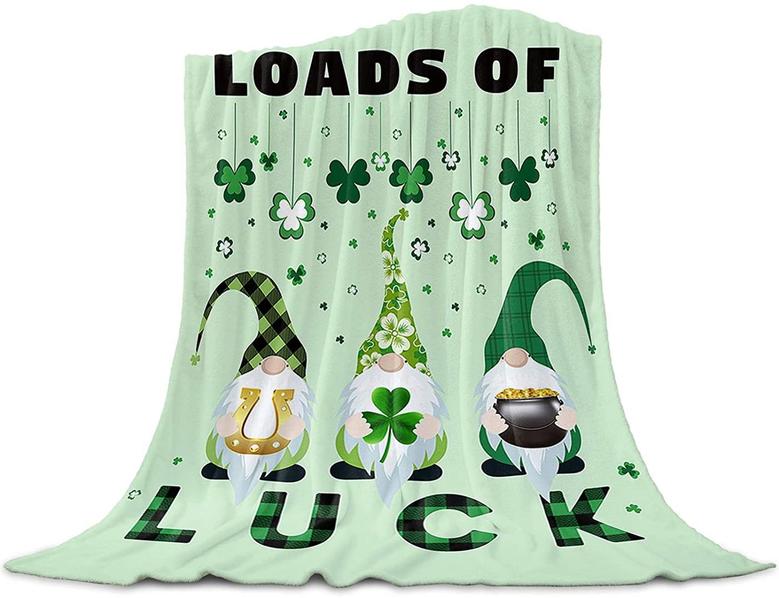 Happy St. Patrick's Day Clover Gnome Blanket - Loads of luck