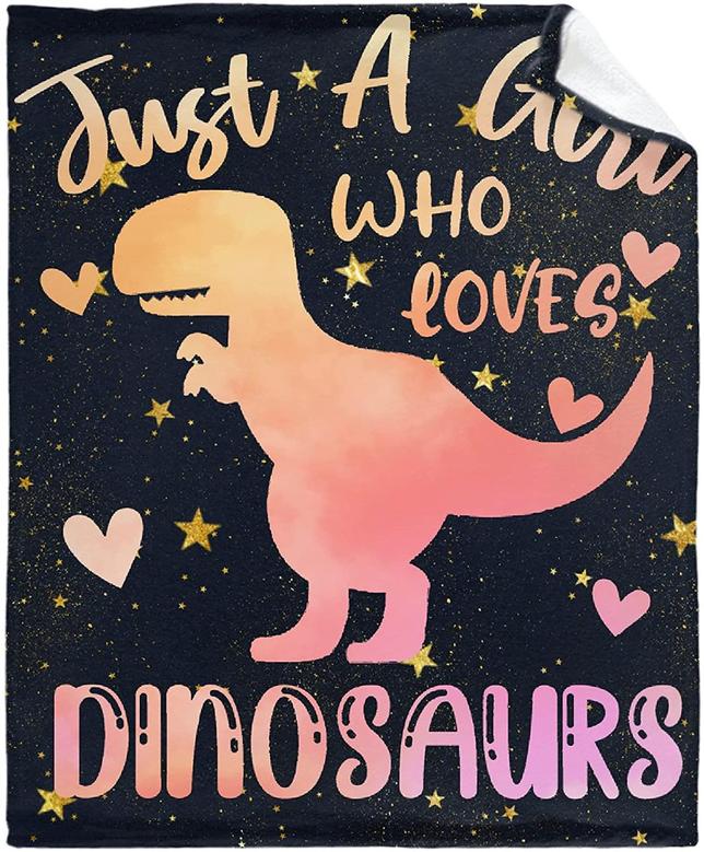Just A Girl Who Loves Dinosaurs Classic Blanket Throw, Flannel Fleece Microfiber Lightweight Soft Cozy Luxury for All Season in Home Bed Sofa Chairs Dorm