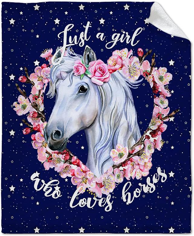Just A Girl Who Loves Horses Throw Blanket, The Best Gifts for Daughter Kids