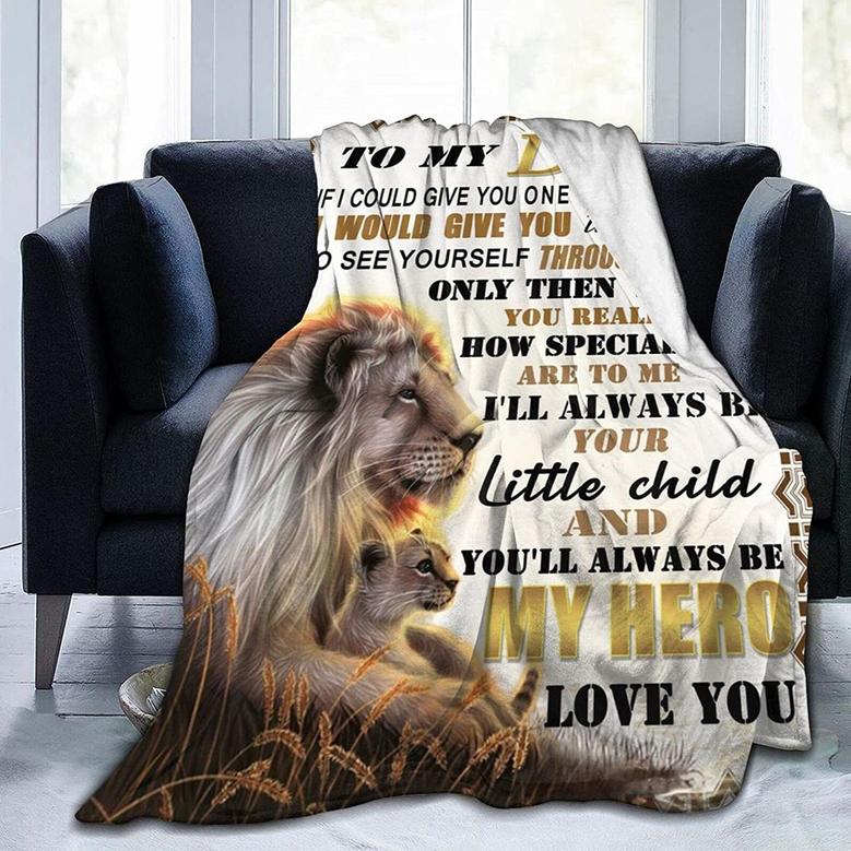 Lion Blanket - To My Dad Blanket from Daughter Son Ultra Soft Fleece s for Couch Bedroom Sofa - Gift For Father's Day