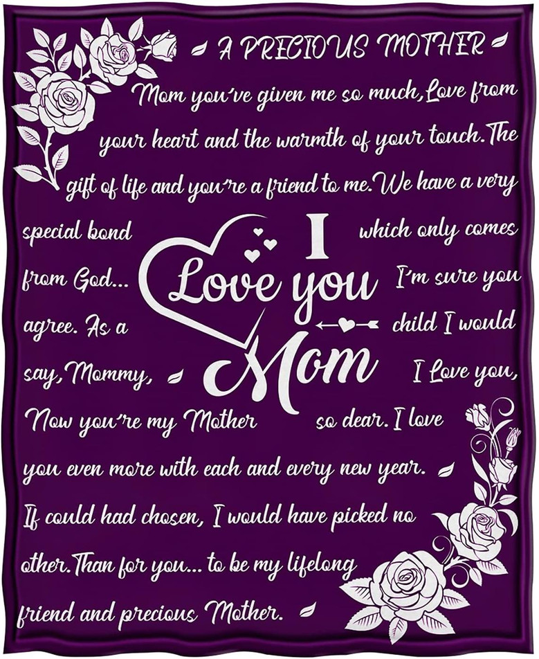 I Love You Mom Blanket -Mom Blanket Printed Throw Blanket
