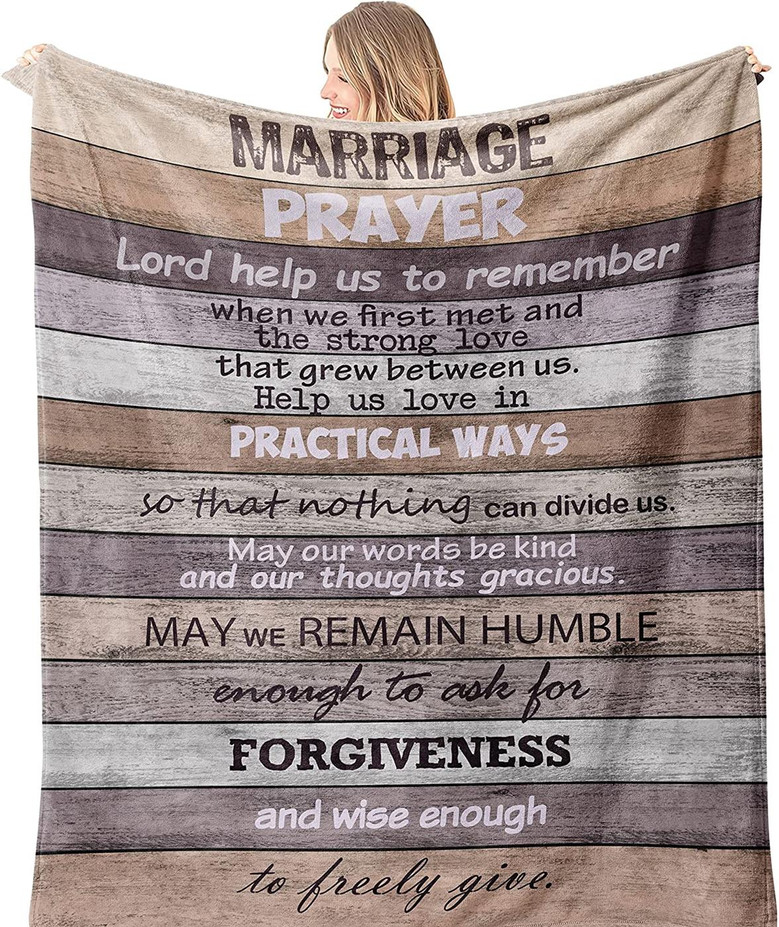 Marriage Prayer Throw Blanket Anniversary Engagement Gifts for Couples Newly Engaged Gifts Valentines, Birthday, Fiance Gifts