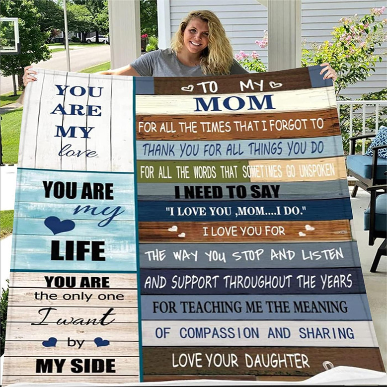 to My Mom Blanket from Daughter You are My Life - Dear Mom Gift Blankets Air Mail Letter Flannel Blanket Throw