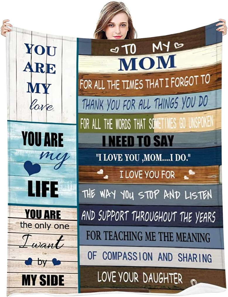 to My Mom Blanket from Daughter You are My Life - Dear Mom Gift Blankets Air Mail Letter Flannel Blanket Throw