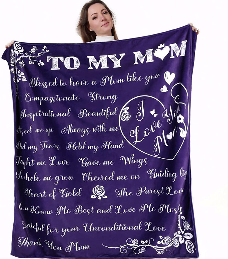 to My Mom Blanket for Mom - I Love You Mom Blanket Gift from Daughter Son for Mother Throw Blanket