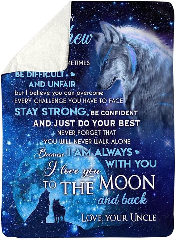 To My Nephew Wolves Fleece Blanket Gifts From Uncle Life May Sometimes Be Difficult Fleece Blanket
