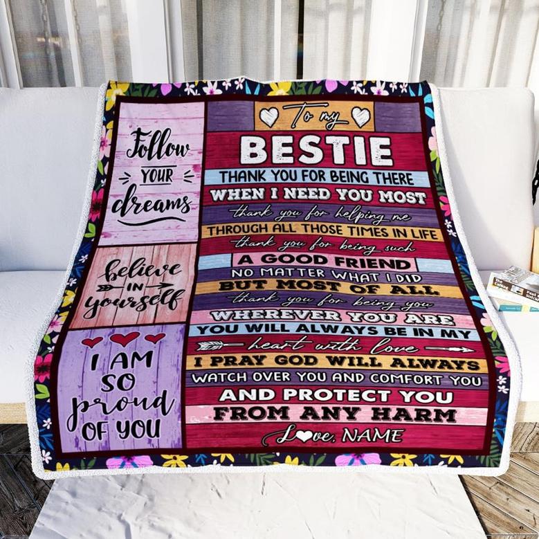 Personalized To My Bestie Blanket from Best Friend Sister You Will Always Be In My Heart Bestie Birthday Thanksgiving Christmas Customized Fleece Throw Blanket