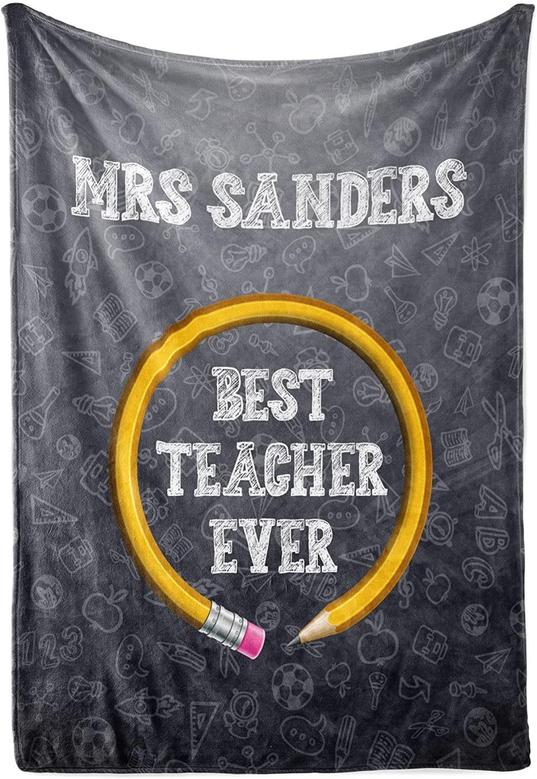 Personalized Blanket for Teacher with Name Best Teacher Ever Gift