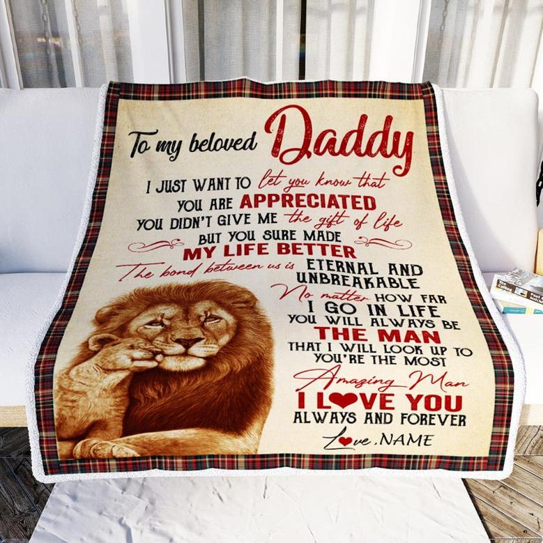 Personalized To My Dad Blanket From Daughter Son Lion You're The Most Amazing Man I Love You Dad Father's Day Birthday Christmas Customized Fleece Blanket