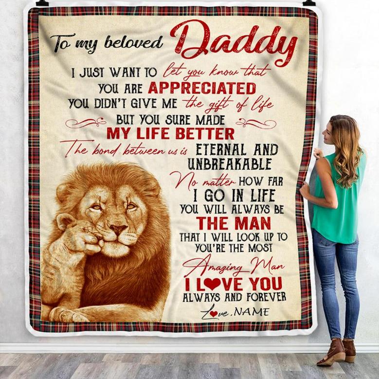 Personalized To My Dad Blanket From Daughter Son Lion You're The Most Amazing Man I Love You Dad Father's Day Birthday Christmas Customized Fleece Blanket