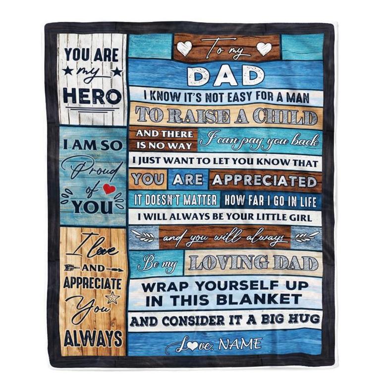 Personalized To My Dad Blanket From Daughter Son Wood It A Big Hug Be My Loving Dad Birthday Fathers Day Thanksgiving Christmas Customized Fleece Throw Blanket