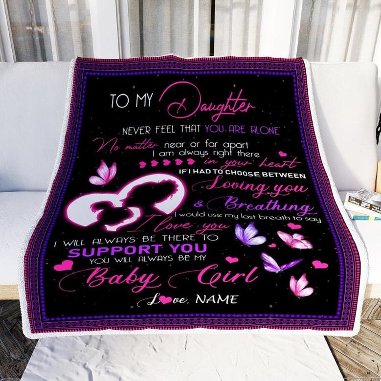 Personalized To My Daughter Blanket from Mom You Will Always Be My Baby Girl Butterfly Daughter Birthday Christmas Customized Fleece Blanket