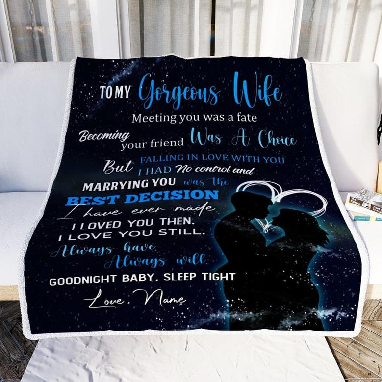 Personalized To My Gorgeous Wife from Husband Meeting You Was A Fater Wife Birthday Wedding Christmas Customized Fleece Blanket