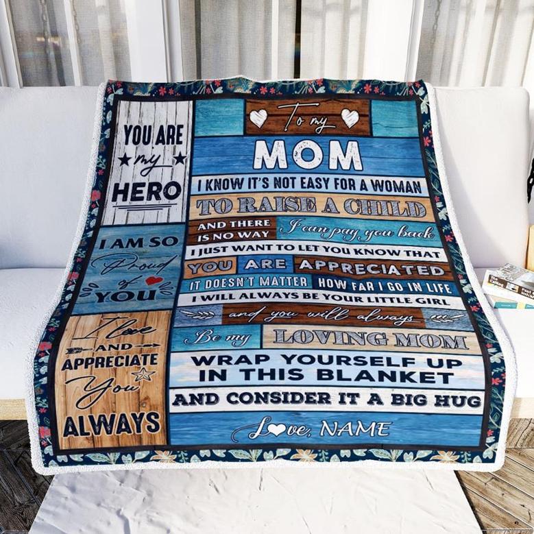 Personalized To My Mom Blanket From Daughter Son Wood It A Big Hug Be My Loving Mom Birthday Mothers Day Thanksgiving Christmas Customized Fleece Throw Blanket