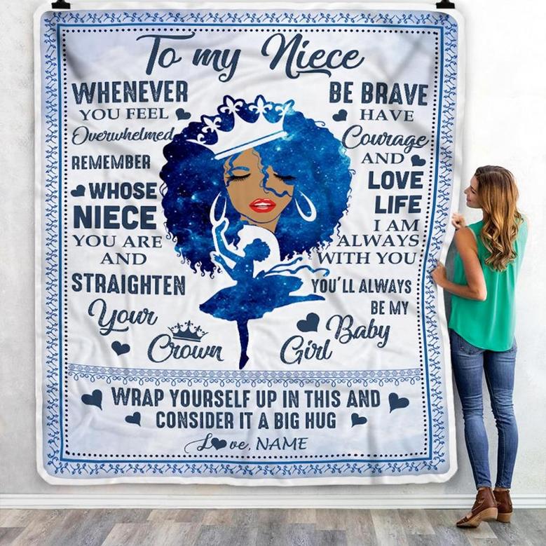 Personalized To My Niece Blanket From Aunt Auntie African Black Women You'll Always Be My Baby Girl Birthday Thanksgiving Christmas Customized Fleece Blanket